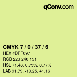 カラーコード: CMYK 7 / 0 / 37 / 6 | qconv.com