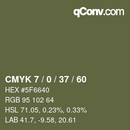 カラーコード: CMYK 7 / 0 / 37 / 60 | qconv.com