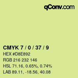 カラーコード: CMYK 7 / 0 / 37 / 9 | qconv.com