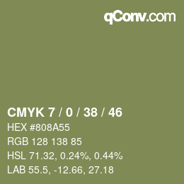 Farbcode: CMYK 7 / 0 / 38 / 46 | qconv.com