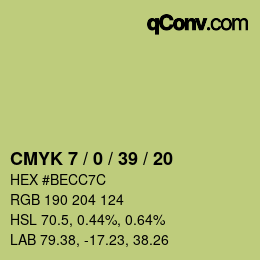 カラーコード: CMYK 7 / 0 / 39 / 20 | qconv.com