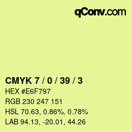 Color code: CMYK 7 / 0 / 39 / 3 | qconv.com