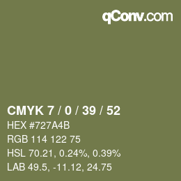 カラーコード: CMYK 7 / 0 / 39 / 52 | qconv.com