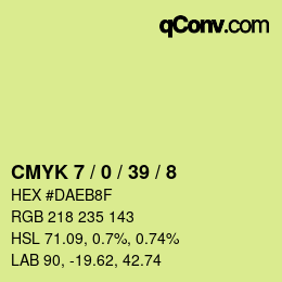 カラーコード: CMYK 7 / 0 / 39 / 8 | qconv.com
