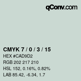 カラーコード: CMYK 7 / 0 / 3 / 15 | qconv.com