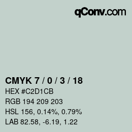 カラーコード: CMYK 7 / 0 / 3 / 18 | qconv.com