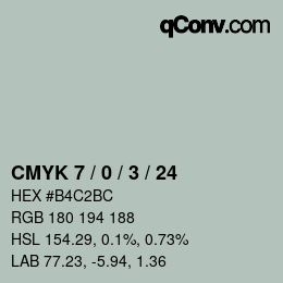 カラーコード: CMYK 7 / 0 / 3 / 24 | qconv.com