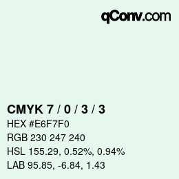 カラーコード: CMYK 7 / 0 / 3 / 3 | qconv.com