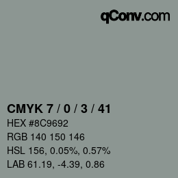 颜色代码: CMYK 7 / 0 / 3 / 41 | qconv.com