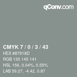 Color code: CMYK 7 / 0 / 3 / 43 | qconv.com