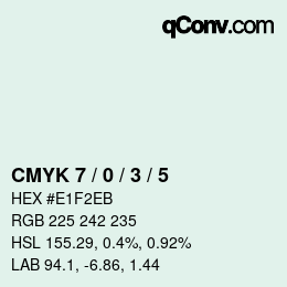 カラーコード: CMYK 7 / 0 / 3 / 5 | qconv.com