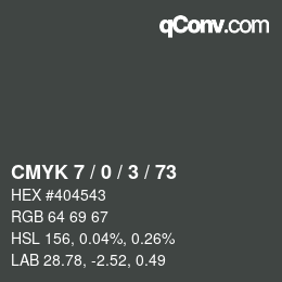 カラーコード: CMYK 7 / 0 / 3 / 73 | qconv.com