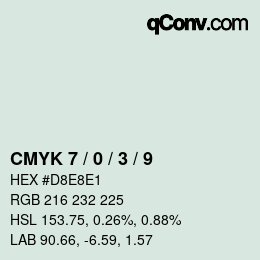 颜色代码: CMYK 7 / 0 / 3 / 9 | qconv.com