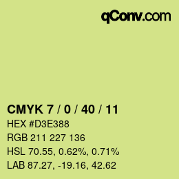 カラーコード: CMYK 7 / 0 / 40 / 11 | qconv.com
