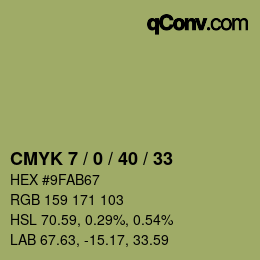 颜色代码: CMYK 7 / 0 / 40 / 33 | qconv.com
