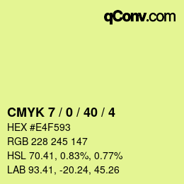颜色代码: CMYK 7 / 0 / 40 / 4 | qconv.com