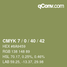 カラーコード: CMYK 7 / 0 / 40 / 42 | qconv.com