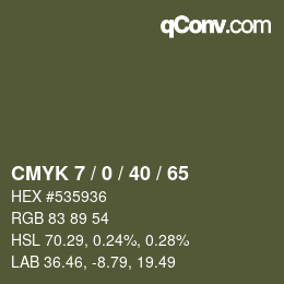 カラーコード: CMYK 7 / 0 / 40 / 65 | qconv.com