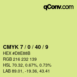 Farbcode: CMYK 7 / 0 / 40 / 9 | qconv.com