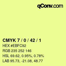 颜色代码: CMYK 7 / 0 / 42 / 1 | qconv.com