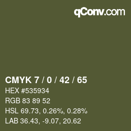 カラーコード: CMYK 7 / 0 / 42 / 65 | qconv.com