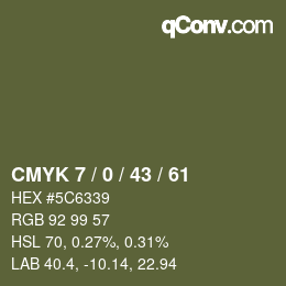 Color code: CMYK 7 / 0 / 43 / 61 | qconv.com