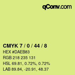 カラーコード: CMYK 7 / 0 / 44 / 8 | qconv.com