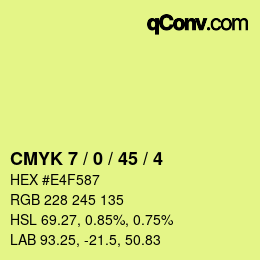 颜色代码: CMYK 7 / 0 / 45 / 4 | qconv.com