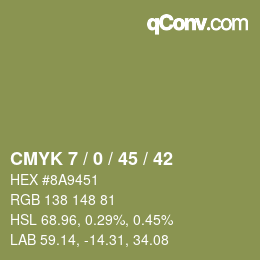 カラーコード: CMYK 7 / 0 / 45 / 42 | qconv.com