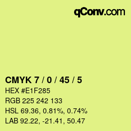 颜色代码: CMYK 7 / 0 / 45 / 5 | qconv.com
