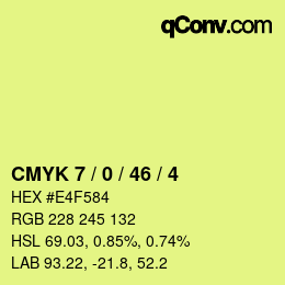 颜色代码: CMYK 7 / 0 / 46 / 4 | qconv.com
