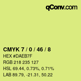 カラーコード: CMYK 7 / 0 / 46 / 8 | qconv.com