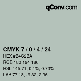カラーコード: CMYK 7 / 0 / 4 / 24 | qconv.com