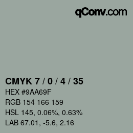 カラーコード: CMYK 7 / 0 / 4 / 35 | qconv.com