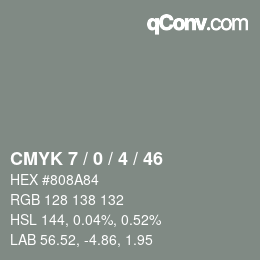 颜色代码: CMYK 7 / 0 / 4 / 46 | qconv.com