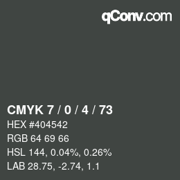 Farbcode: CMYK 7 / 0 / 4 / 73 | qconv.com