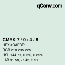 颜色代码: CMYK 7 / 0 / 4 / 8 | qconv.com