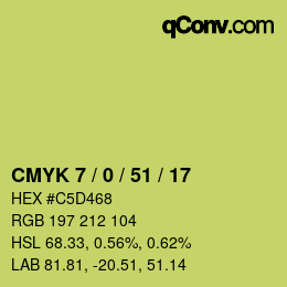 Farbcode: CMYK 7 / 0 / 51 / 17 | qconv.com