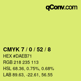 カラーコード: CMYK 7 / 0 / 52 / 8 | qconv.com