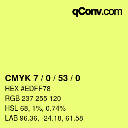 カラーコード: CMYK 7 / 0 / 53 / 0 | qconv.com
