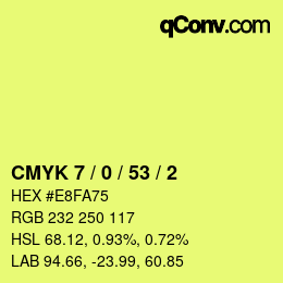 颜色代码: CMYK 7 / 0 / 53 / 2 | qconv.com