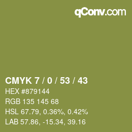 颜色代码: CMYK 7 / 0 / 53 / 43 | qconv.com