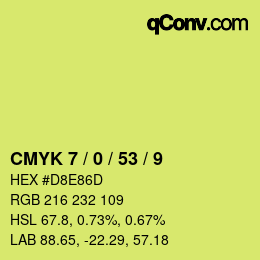 Color code: CMYK 7 / 0 / 53 / 9 | qconv.com