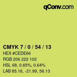 カラーコード: CMYK 7 / 0 / 54 / 13 | qconv.com