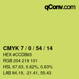 Color code: CMYK 7 / 0 / 54 / 14 | qconv.com