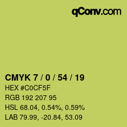 Farbcode: CMYK 7 / 0 / 54 / 19 | qconv.com