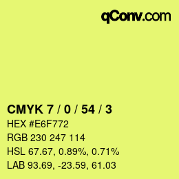 カラーコード: CMYK 7 / 0 / 54 / 3 | qconv.com