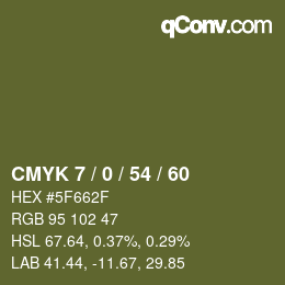 Color code: CMYK 7 / 0 / 54 / 60 | qconv.com