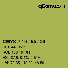 カラーコード: CMYK 7 / 0 / 55 / 29 | qconv.com