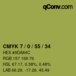 カラーコード: CMYK 7 / 0 / 55 / 34 | qconv.com